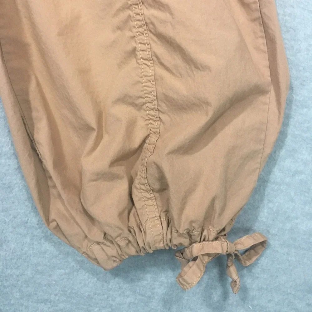 Aerie XS Tan Cargo Pants Lightweight Drawstring Tie Cuffs Elastic High‎ Waist